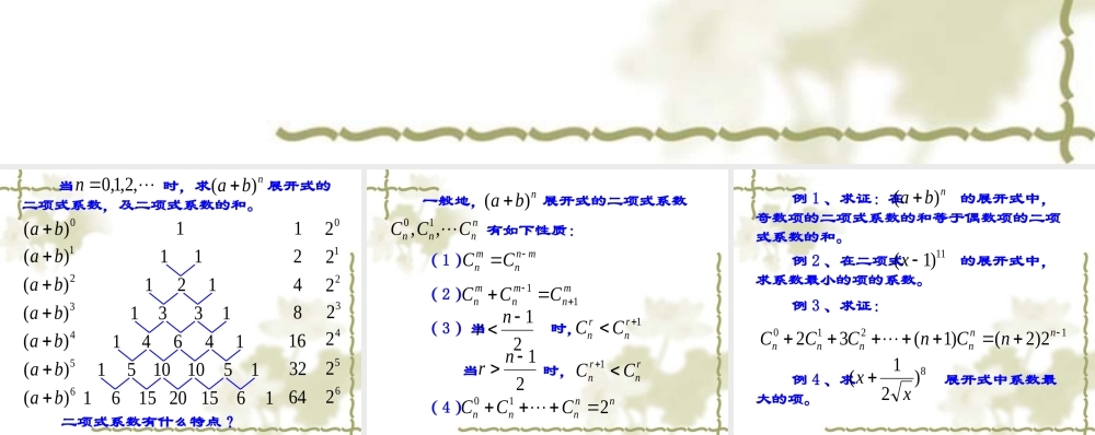 1.5.2二项式系数的性质及应用1