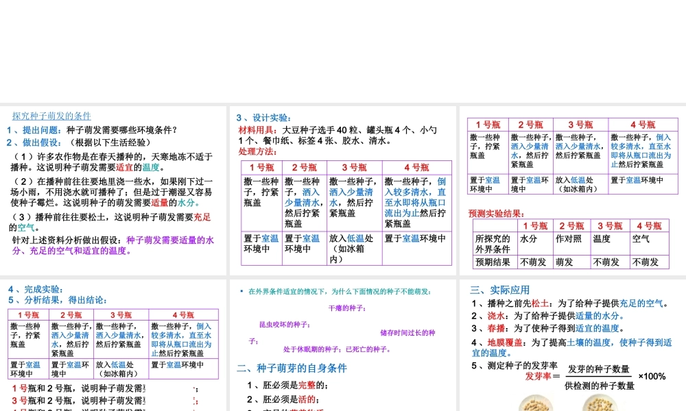 -八年级生物上册 3.1.1 种子萌发的条件课件（2）（新版）冀教版-（新版）冀教级上册生物课件