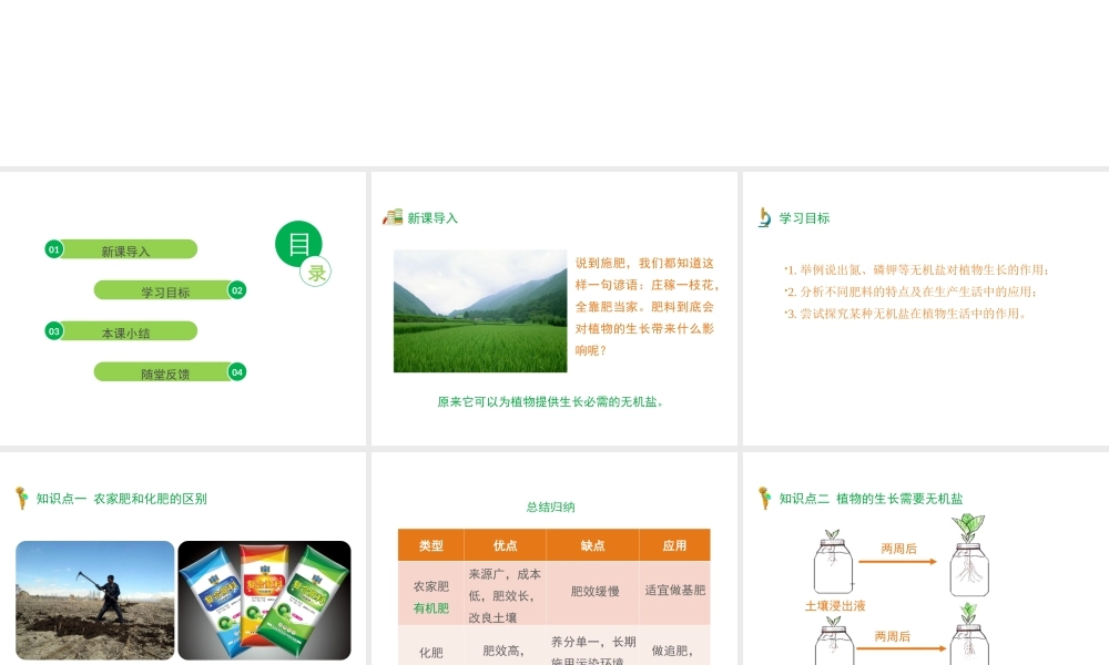 -八年级生物上册 3.2.3 无机盐与植物的生长课件（1）（新版）冀教版-（新版）冀教级上册生物课件