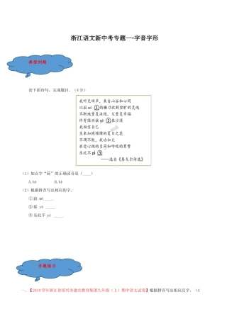 浙江语文新中考专题一·字音字形