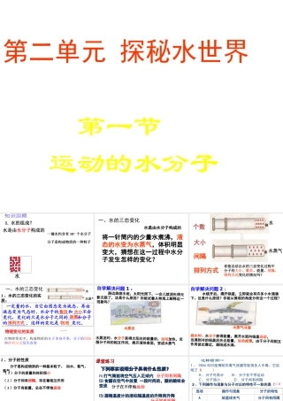 2012年秋九年级化学全册 第二单元 第一节 运动的水分子课件 （2012新版）鲁教版