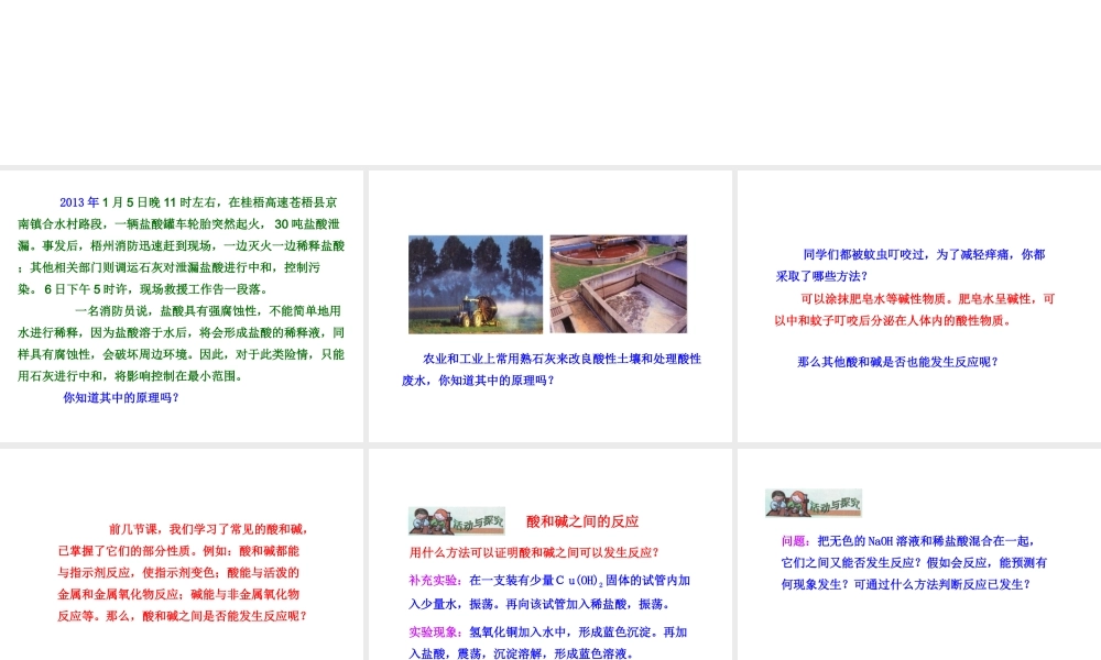 2012年秋九年级化学全册 第七章 第2节 常见的酸和碱（第4课时）中和反应课件 沪教版