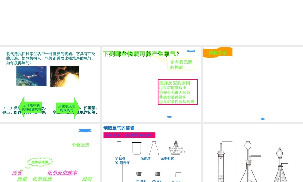 2012年秋九年级化学全册 第四章 第三节 氧气的实验室制法课件 鲁教版