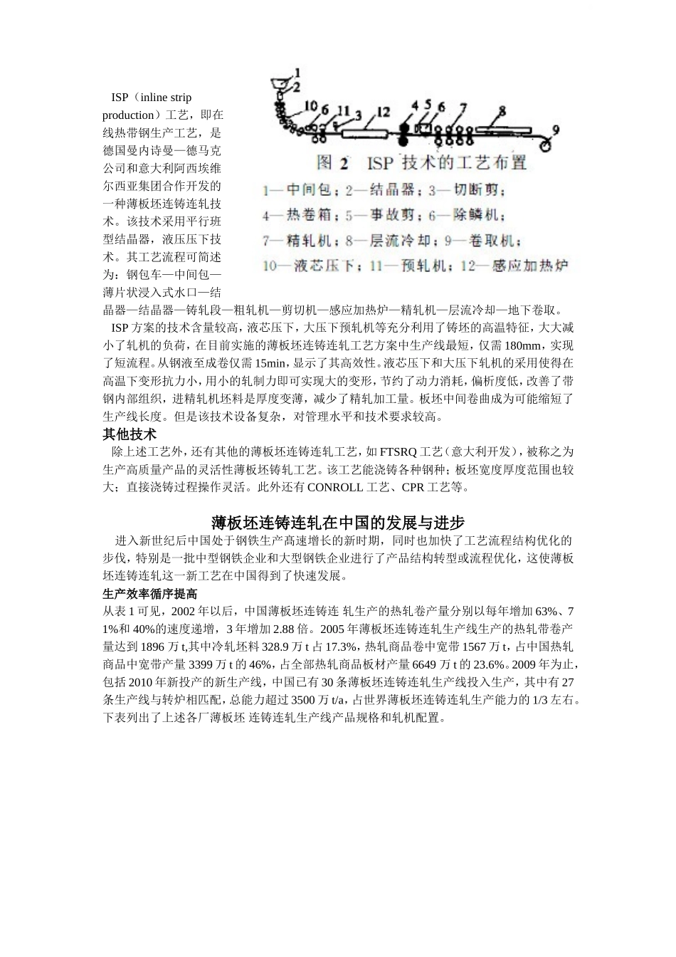 中国带式薄带坯连铸连轧的进步和展望分析研究  机械制造专业_第2页