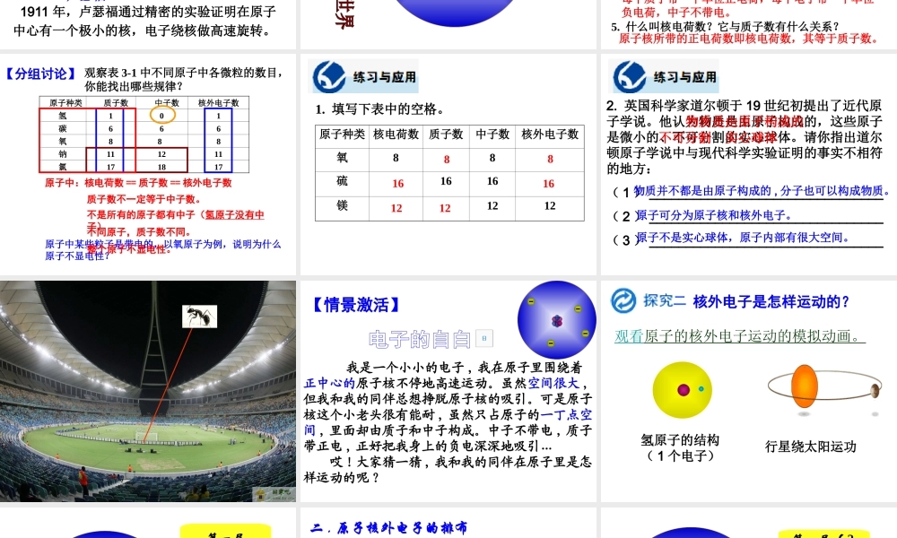 2012年秋九年级化学上册 3.2 原子的结构课件 新人教版
