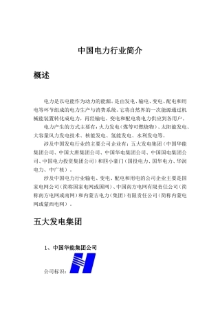 中国电力行业简介