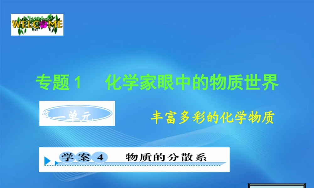 11-12学年高中化学 1.1.4 物质的分散系学案（PPT） 苏教版必修1