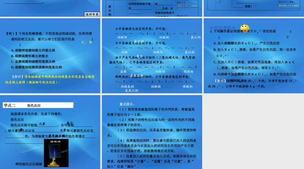 11-12学年高中化学 1.2.2 常见物质的检验学案（PPT） 苏教版必修1