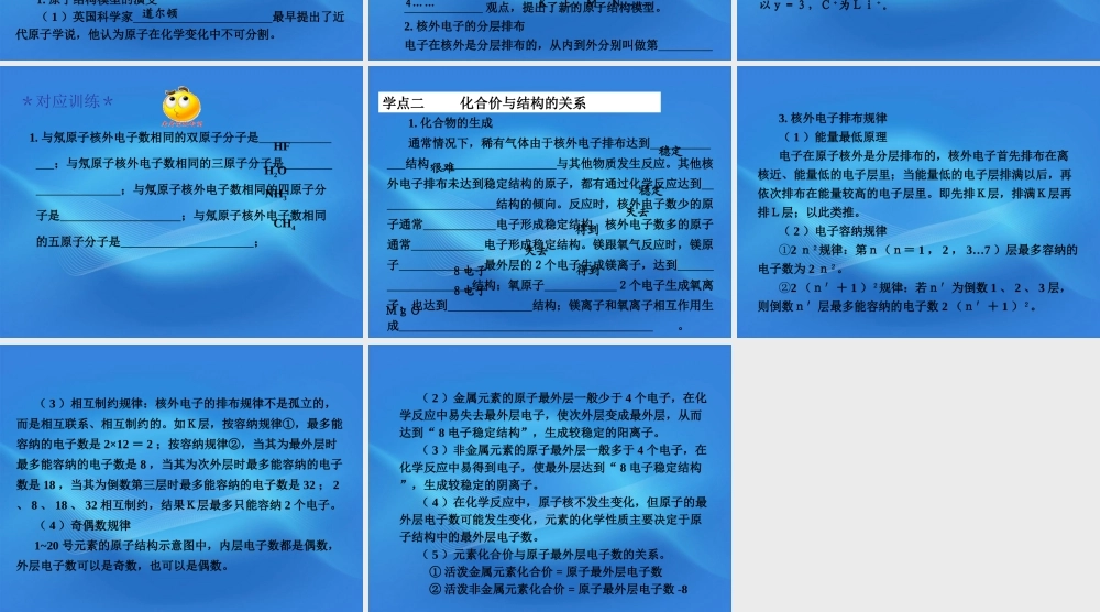 11-12学年高中化学 1.3.1 原子结构模型的演变学案（PPT） 苏教版必修1