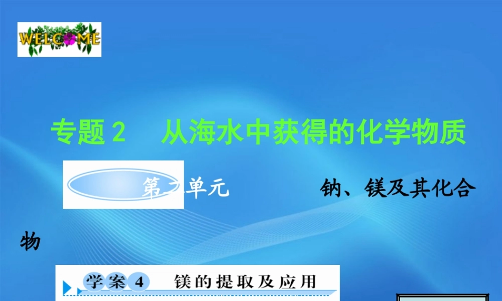 11-12学年高中化学 2.2.4 镁的提取及应用学案（PPT） 苏教版必修1