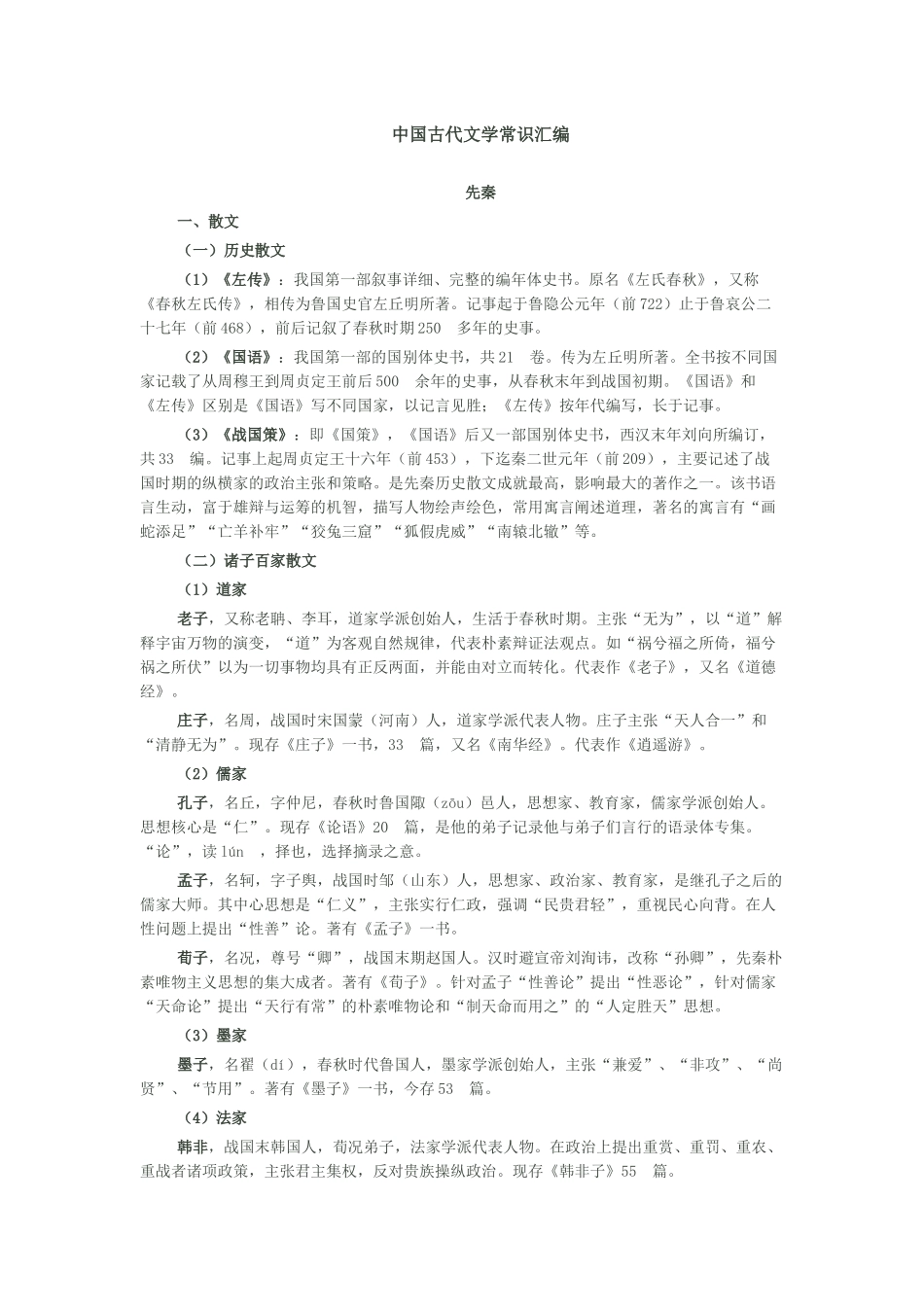 中国古代文学常识汇编_第1页