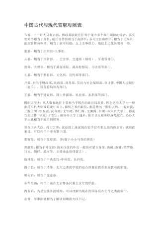 中国古代与现代官职对照表