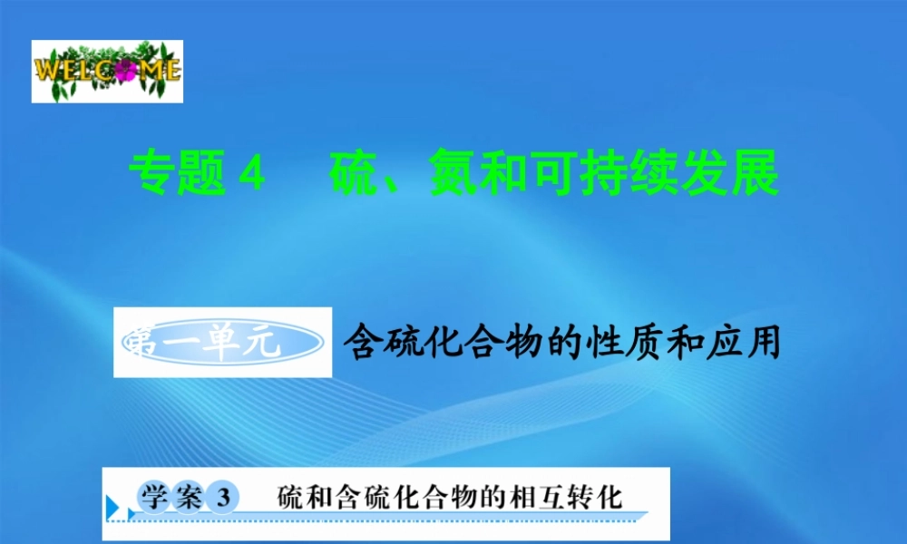 11-12学年高中化学 4.1.3 硫和含硫化合物的相互转化学案（PPT） 苏教版必修1