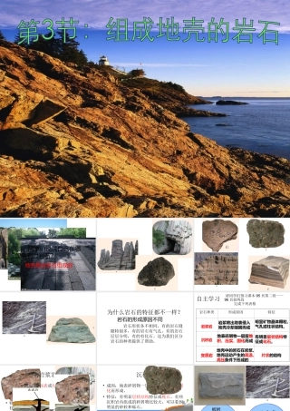2012年秋七年级科学上册 1.3.3组成地壳的岩石课件 浙教版