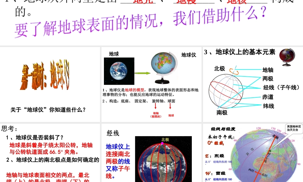 2012年秋七年级科学上册 3.2地球仪和地图（第一课时：地球仪）课件 浙教版