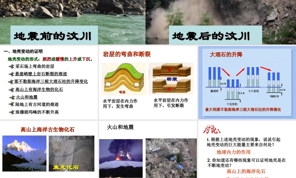 2012年秋七年级科学上册 3.4地壳变动和火山地震课件（1） 浙教版