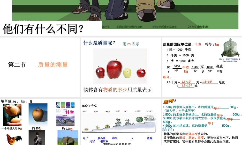 2012年秋七年级科学上册 4.2 质量的测量课件 浙教版