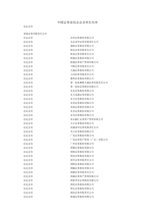 中国证券业协会会员单位名单