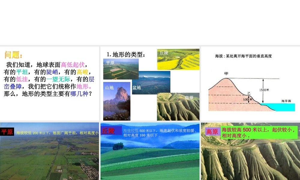 2012年秋七年级科学上册 第三章第七节 地形和地形图课件 浙教版