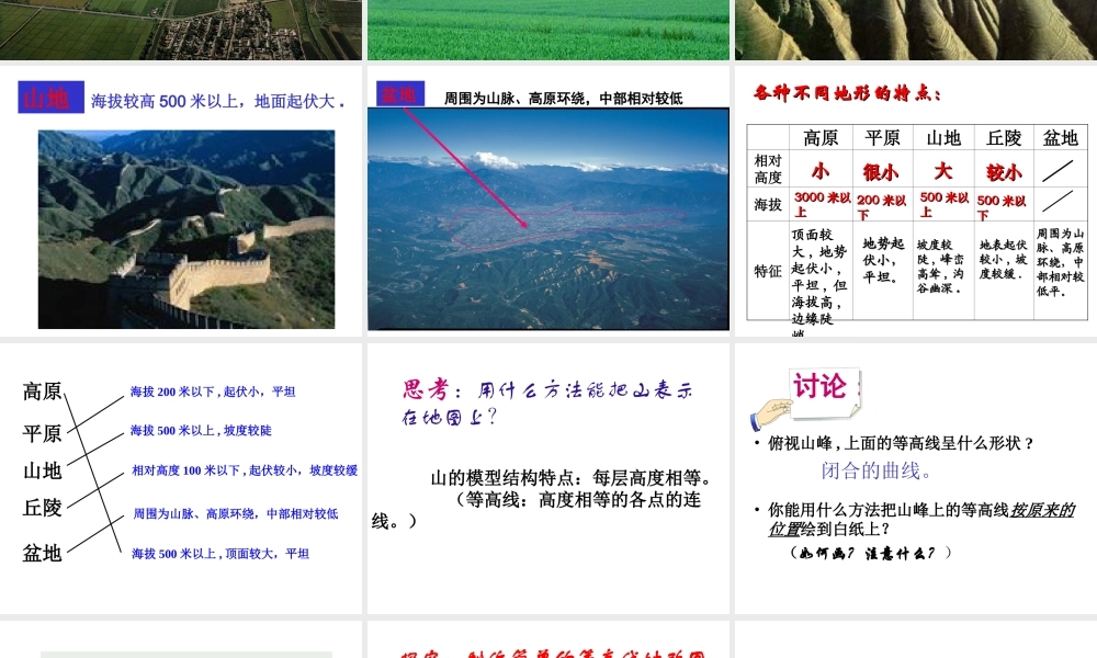 2012年秋七年级科学上册 第三章第七节 地形和地形图课件 浙教版