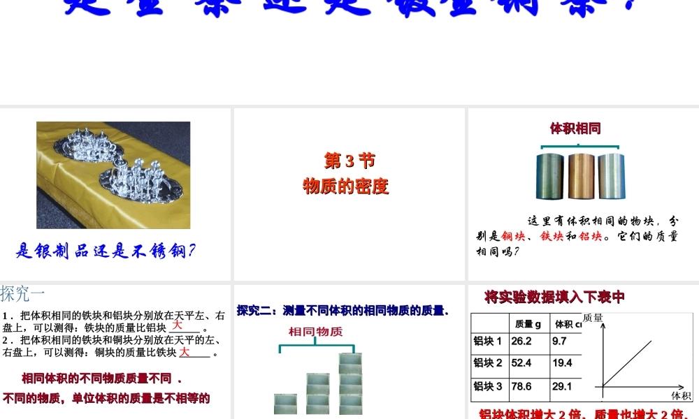 2012年秋七年级科学上册 第四章物质的密度课件 浙教版