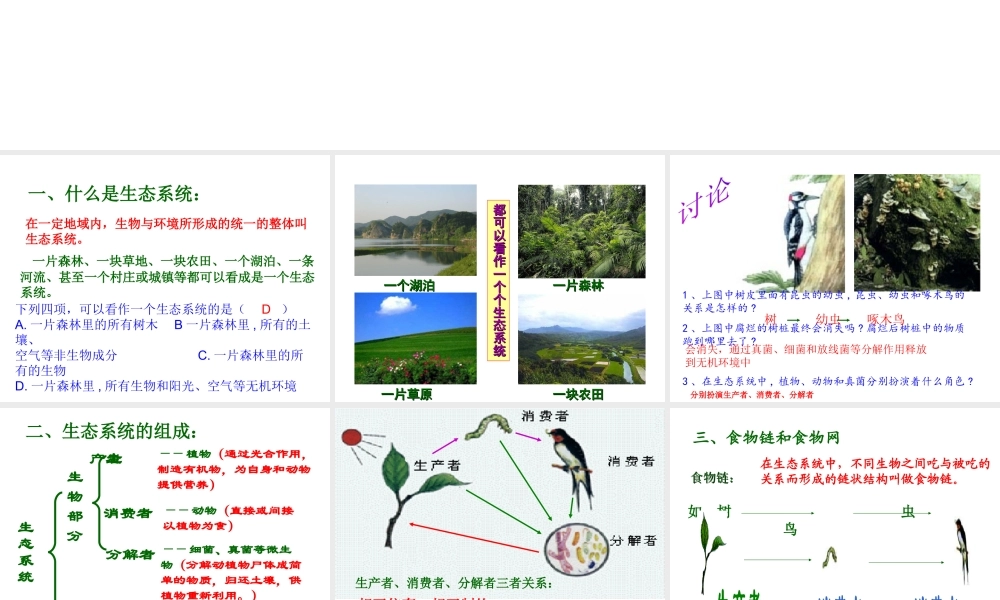2012年秋七年级生物上册 第一单元 第二章 第五节 生物与环境组成生态系统课件 新人教版