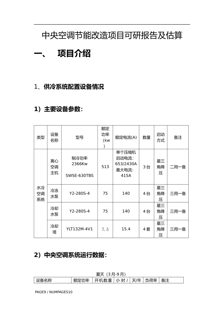 中央空调节能改造项目可研报告及估算_第1页