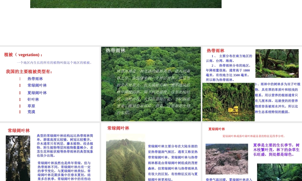 2012年秋七年级生物上册《第三单元 第六章 爱护植被,绿化祖国》课件2 人教新课标版