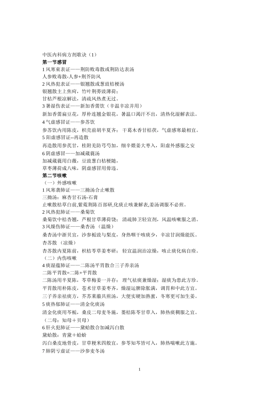 中医内科病方剂歌诀_第1页