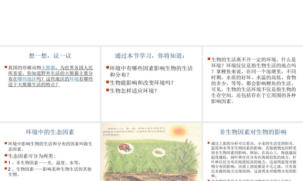 2012年秋七年级生物上册《第一单元  第二章 第一节 生物与环境的关系》课件4 人教新课标版