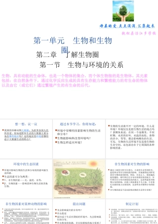 2012年秋七年级生物上册《第一单元  第二章 第一节 生物与环境的关系》课件4 人教新课标版