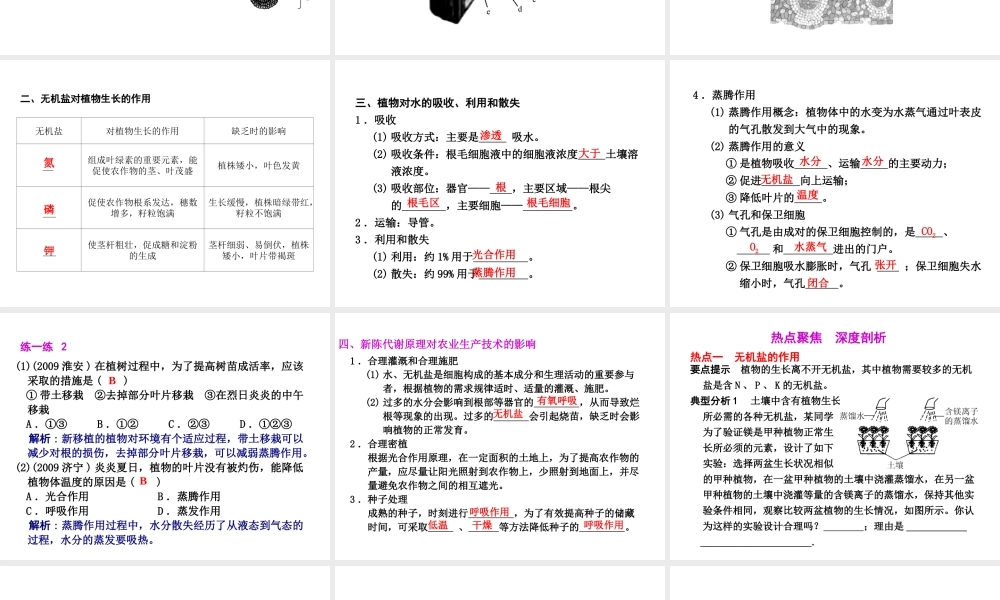 2012年2月中考科学一轮复习 第5课植物的新成代谢2精品课件 浙教版