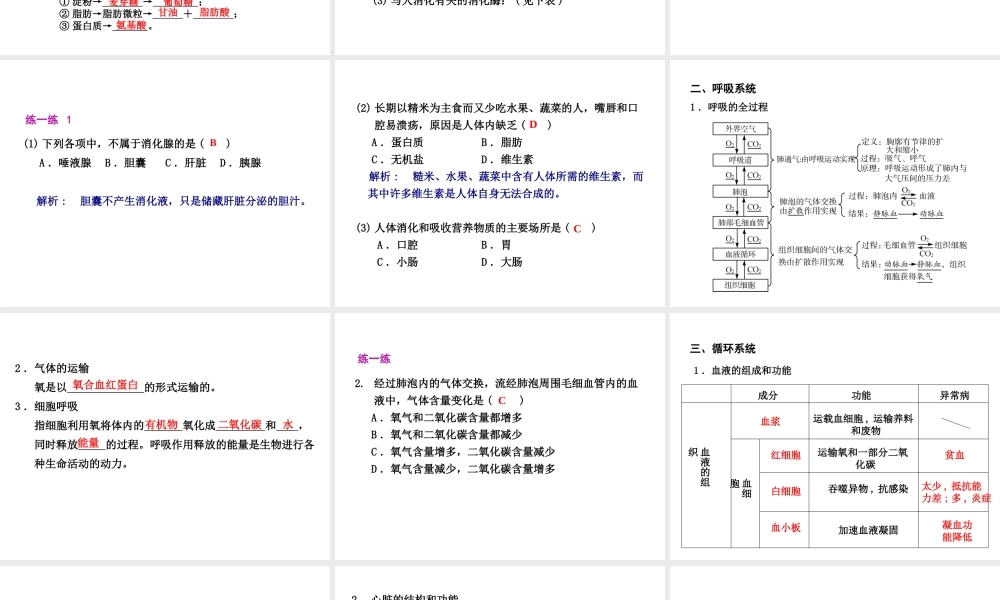 2012年2月中考科学一轮复习 第6课人与其他动物的新成代谢精品课件 浙教版