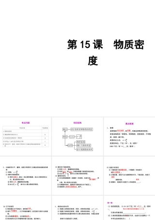 2012年2月中考科学一轮复习 第15课物质密度精品课件 浙教版