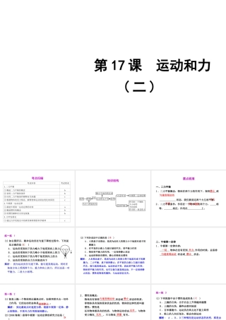 2012年2月中考科学一轮复习 第17课运动和力(二)精品课件 浙教版