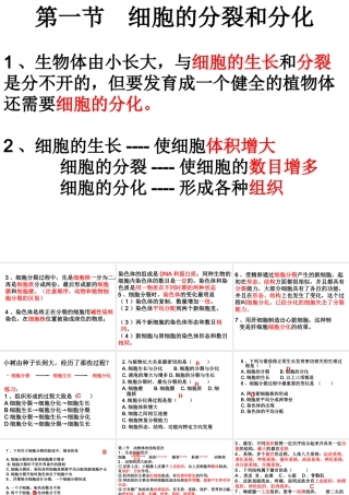 2012年秋七年级生物上册《第一单元 第二章 第二节 细胞的分裂和分化》课件7 济南版