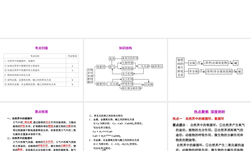 2012年2月中考科学一轮复习 第39课物质间的循环与转化精品课件 浙教版