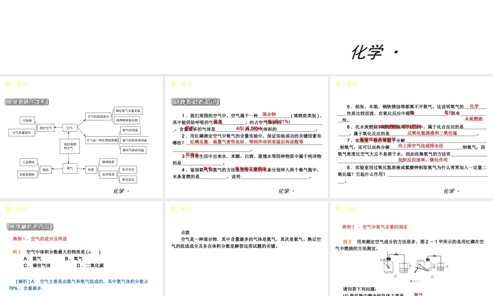 2012年九年级化学秋学期 第二单元—我们周围的空气新教材配套课件