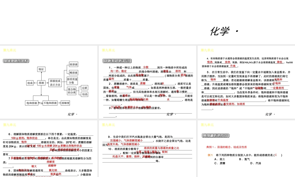 2012年九年级化学秋学期 第九单元—溶液配套课件 人教新课标版