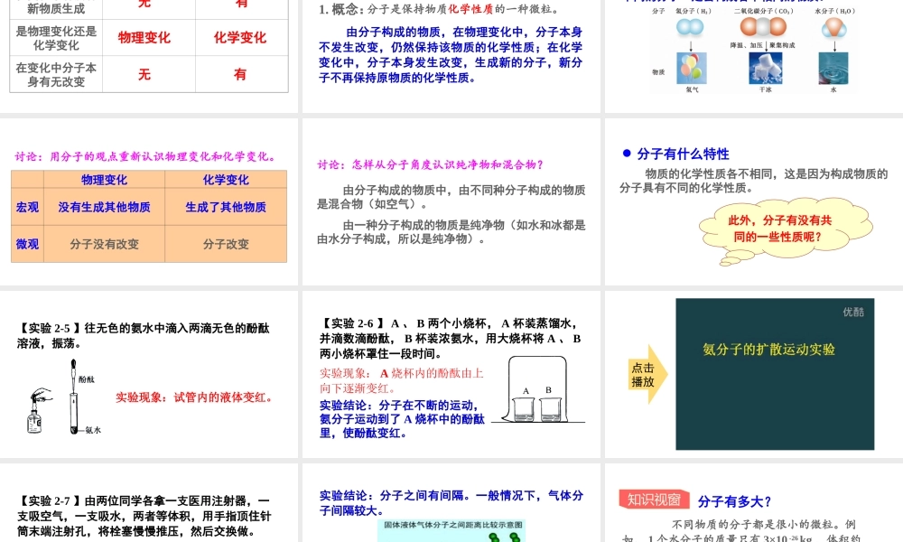 2.2 构成物质的微粒（I）——分子课件