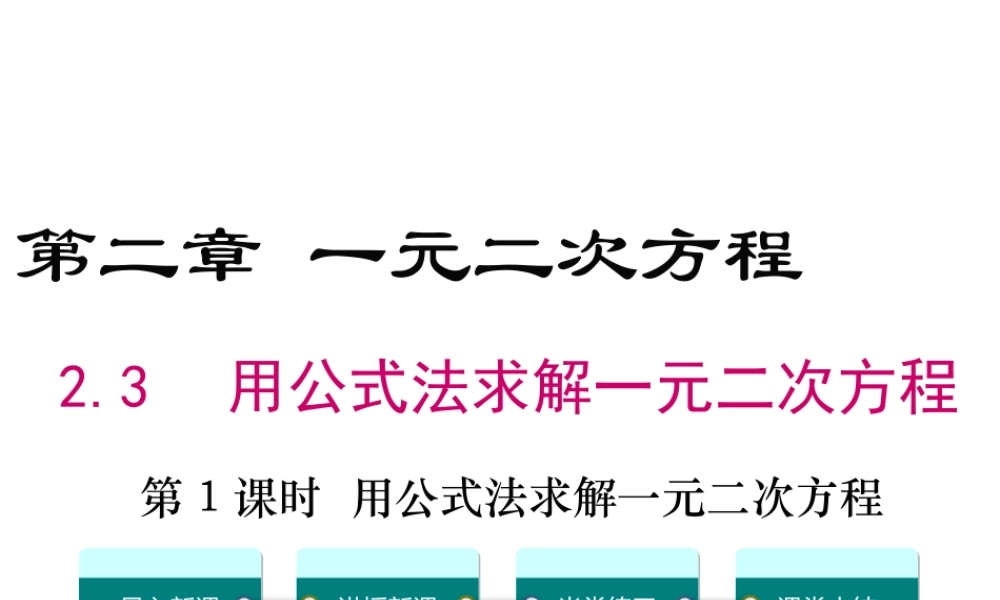 2.3 第1课时 用公式法求解一元二次方程