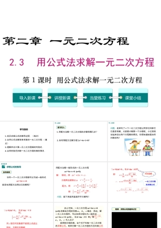 2.3 第1课时 用公式法求解一元二次方程