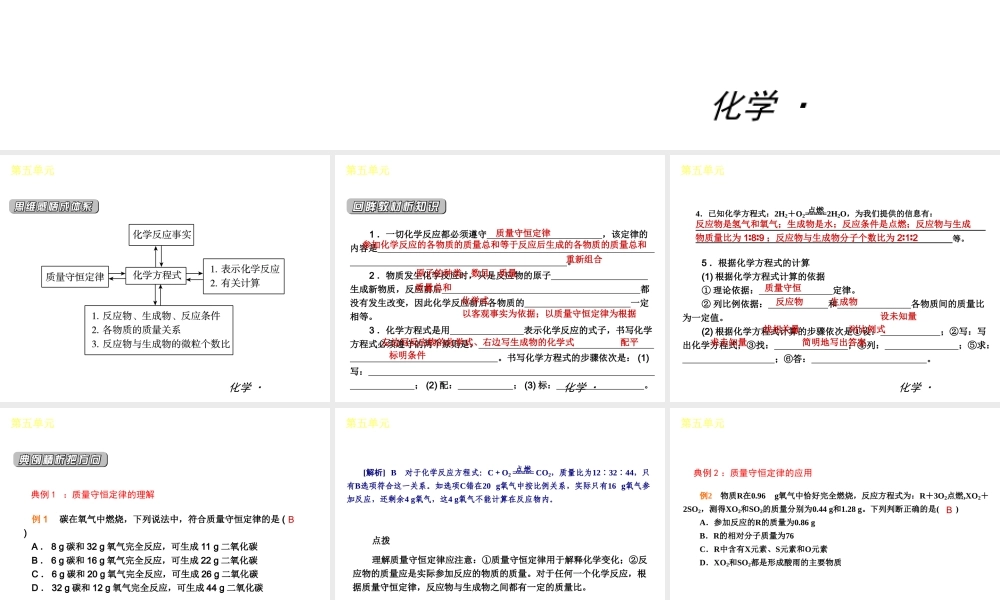 2012年九年级化学秋学期 第五单元—化学方程式配套课件 人教新课标版