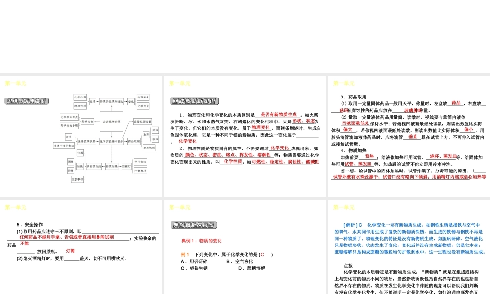 2012年九年级化学秋学期 第一单元—走进化学世界配套课件 人教新课标版