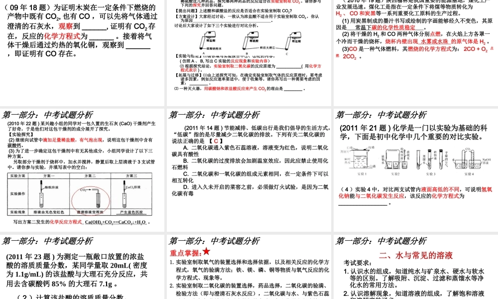 2012年中考化学 五大专题（含3年中考真题）复习精品课件