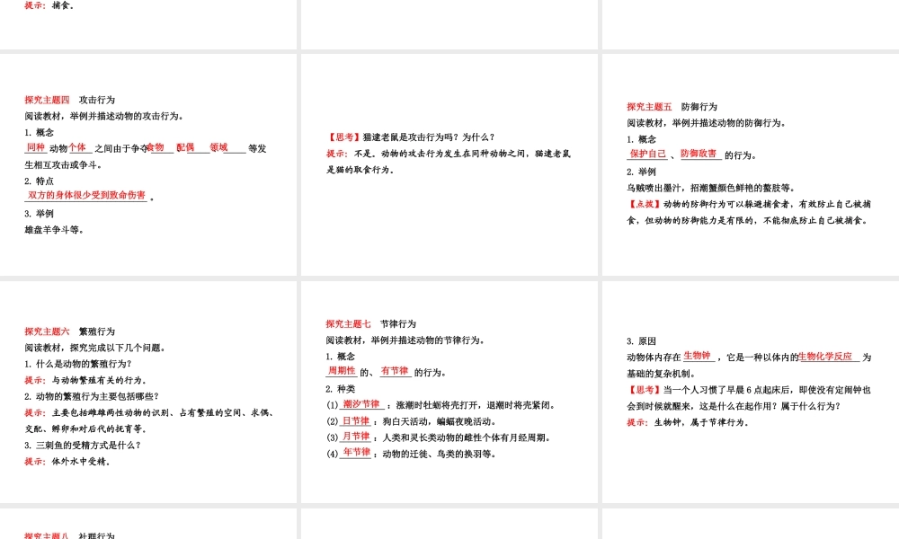 2013年八年级生物上册 第十六章 动物的行为 5.16.2动物行为的主要类型课件 北师大版