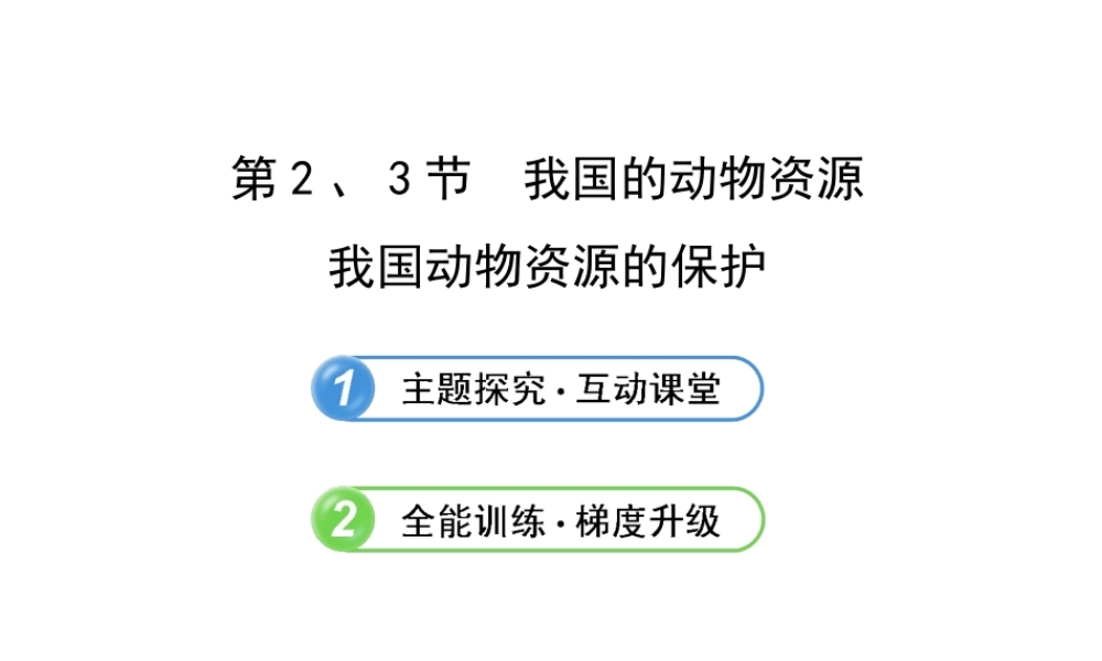 2013年八年级生物上册 第十七章 生物圈中的动物 5.17.2、3我国的动物资源、我国动物资源的保护课件 北师大版