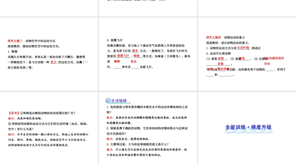 2013年八年级生物上册 第十五章 动物的运动 5.15.1动物运动的方式课件 北师大版