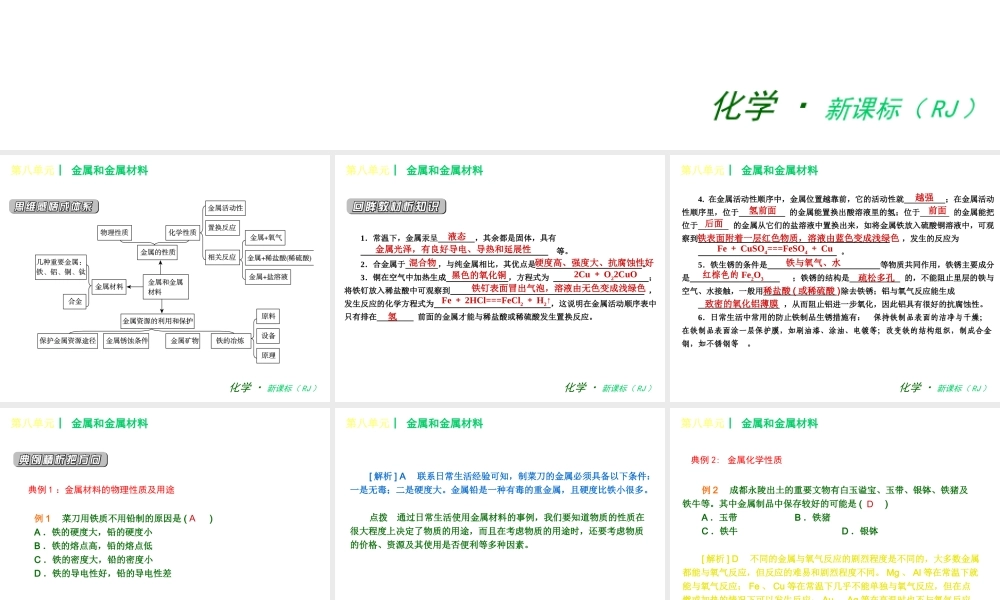 2013年春九年级化学下册 第八单元 金属和金属材料课件 新人教版