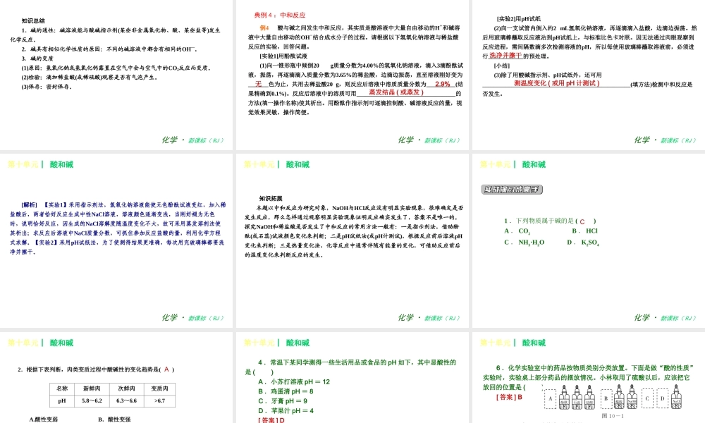 2013年春九年级化学下册 第十单元 酸和碱课件 新人教版